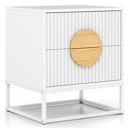 Fluted Nightstand Modern Mid Century Side Table