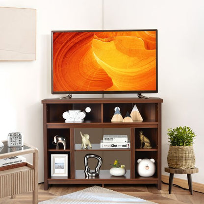 Wood Corner Universal TV Stand with Storage Cabinets and Adjustable Shelves