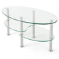 3-Tiers Tempered Glass Coffee Tables with 2 Shelves