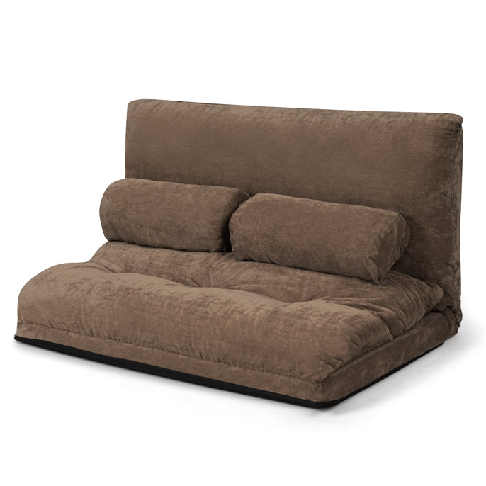 Double Folding Sofa Bed, 6-Position Adjustable Lounger Sleeper Seat Chair with 2 Pillows
