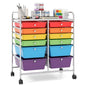 GiantexUK 12 Drawers Storage Trolley, Multipurpose Utility Rolling Cart on Wheels