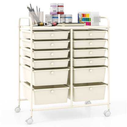 GiantexUK 12 Drawers Storage Trolley, Multipurpose Utility Rolling Cart on Wheels