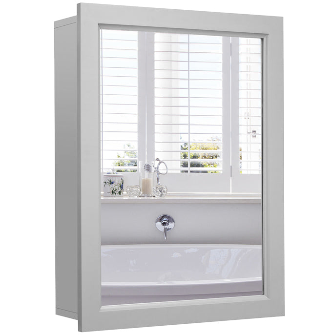Adjustable Wall Mounted Storage Cupboard with Mirror for Bathroom