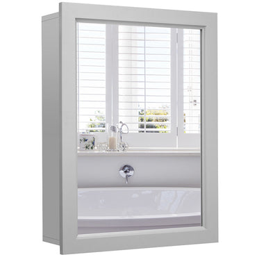 Adjustable Wall Mounted Storage Cupboard with Mirror for Bathroom