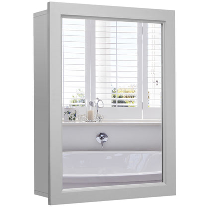 Adjustable Wall Mounted Storage Cupboard with Mirror for Bathroom