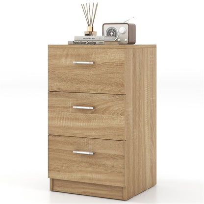 Space-saving Night Chest with 3 Drawers and Handles for Bedroom