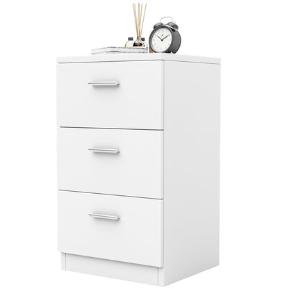 Space-saving Night Chest with 3 Drawers and Handles for Bedroom