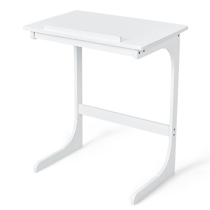 C-Shaped Bamboo Side Table with 7 Adjustable Angles
