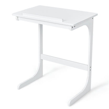 C-Shaped Bamboo Side Table with 7 Adjustable Angles