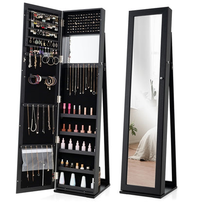 3-in-1 Mirrored Jewelry Armoire with Display Shelves