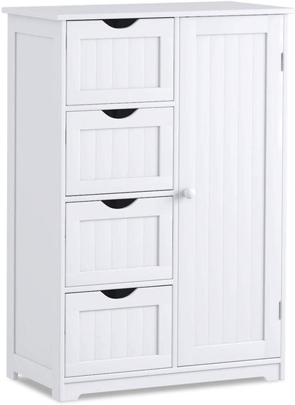 Freestanding Storage Cupboard with Adjustable Shelf and Drawers
