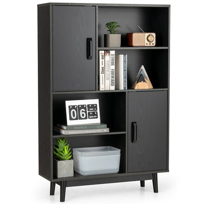 Freestanding Wooden Sideboard Storage Cabinet with 2 Doors and 4 Shelves