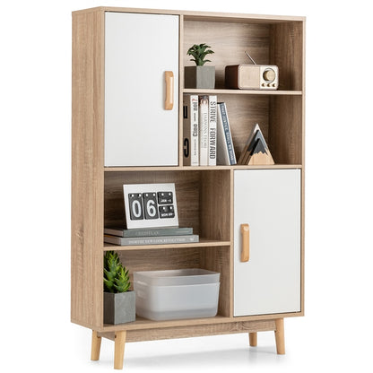 Freestanding Wooden Sideboard Storage Cabinet with 2 Doors and 4 Shelves