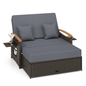 Patio Double Chaise Lounger Sun Bed with 4-Level Adjustable Back
