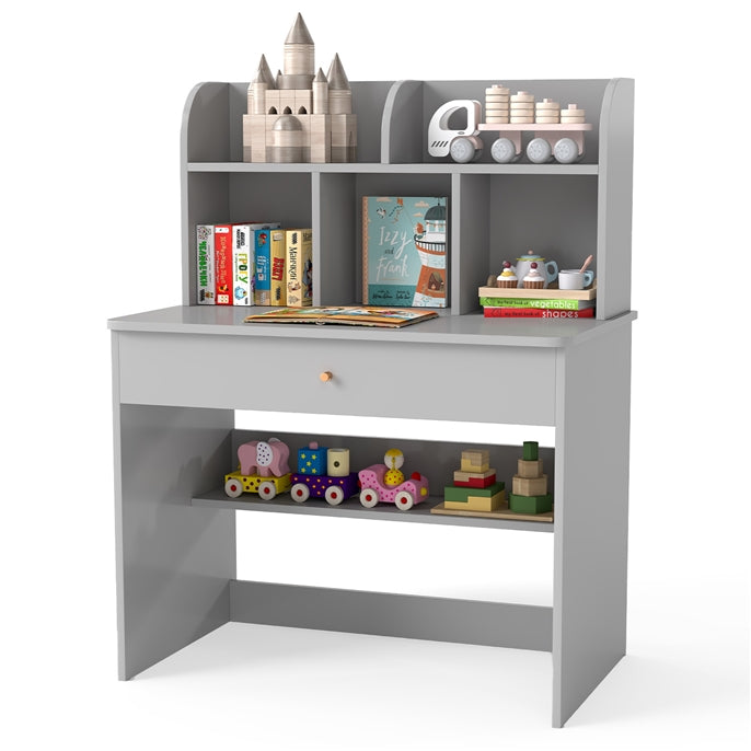 Kids Wooden Study Desk with Hutch and Drawer