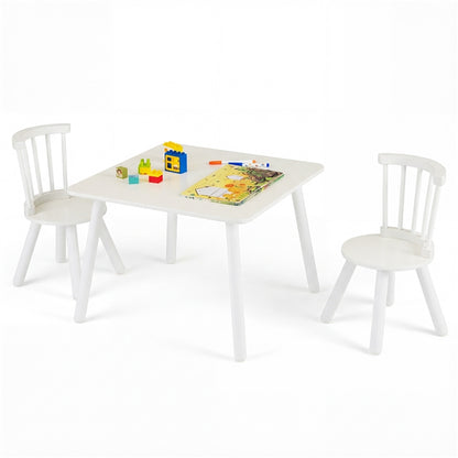 Kids Table and Chair Set, Wooden Toddler Play Table with Solid Wood Legs