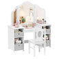 Kids Vanity Desk and Chair 2 in 1 Toddler Makeup Pretend Play Table
