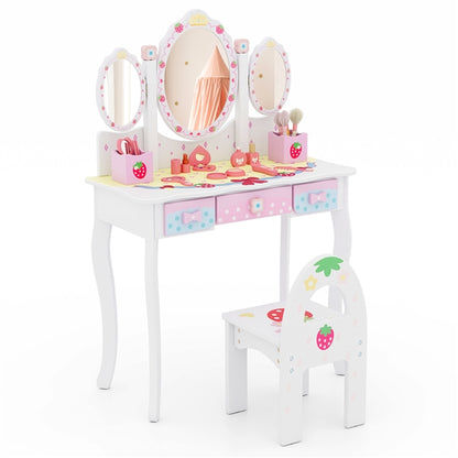 2-in-1 Kids Vanity Table and Chair Set