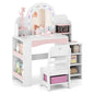 Kids Vanity Desk with Mirror and Open Storage Shelves