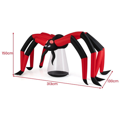 Halloween Inflatable Spider Blow Up Yard Scary Spider with Red Tunnel Light Eyes