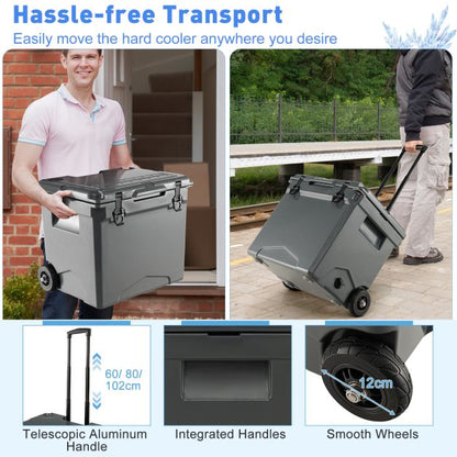 40 L Ice Chest Hard Cooler with Wheels and Handle