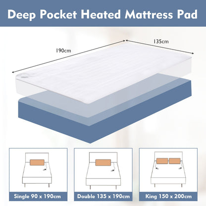 Heated Mattress Pad with 8 Temp Settings and Timing Function