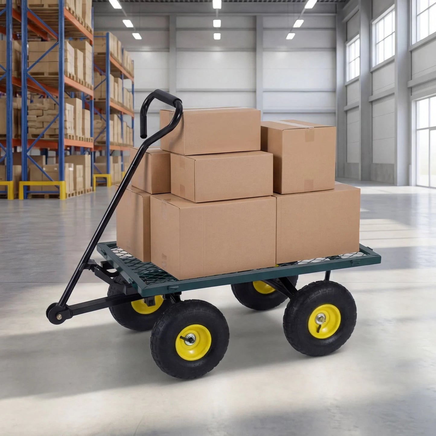 Heavy Duty 410 kg Capacity Metal Garden Cart with Storage Bag