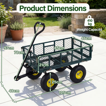 Heavy Duty 410 kg Capacity Metal Garden Cart with Storage Bag