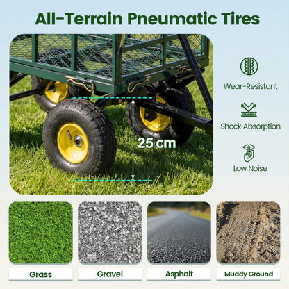 Heavy Duty 410 kg Capacity Metal Garden Cart with Storage Bag