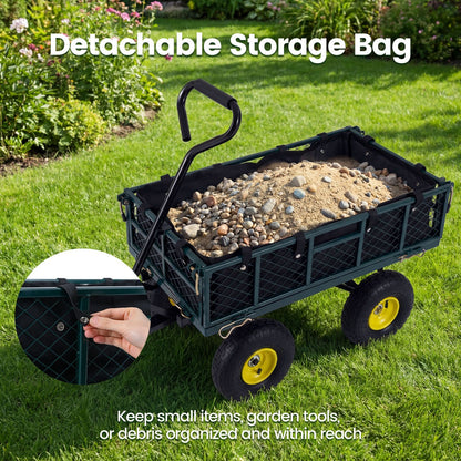 Heavy Duty 410 kg Capacity Metal Garden Cart with Storage Bag