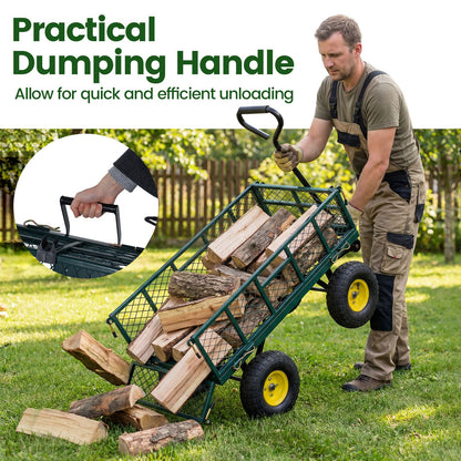 Heavy Duty 410 kg Capacity Metal Garden Cart with Storage Bag