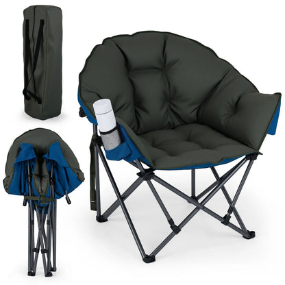 Heavy-Duty Folding Oxford Chair with Padded Seat and Cup Holder for Beach Fishing