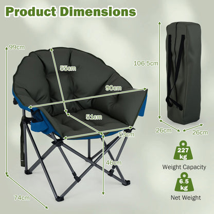 Heavy-Duty Folding Oxford Chair with Padded Seat and Cup Holder for Beach Fishing