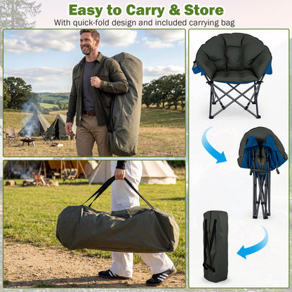 Heavy-Duty Folding Oxford Chair with Padded Seat and Cup Holder for Beach Fishing