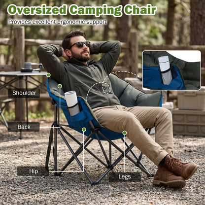 Heavy-Duty Folding Oxford Chair with Padded Seat and Cup Holder for Beach Fishing