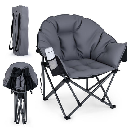 Heavy-Duty Folding Oxford Chair with Padded Seat and Cup Holder for Beach Fishing