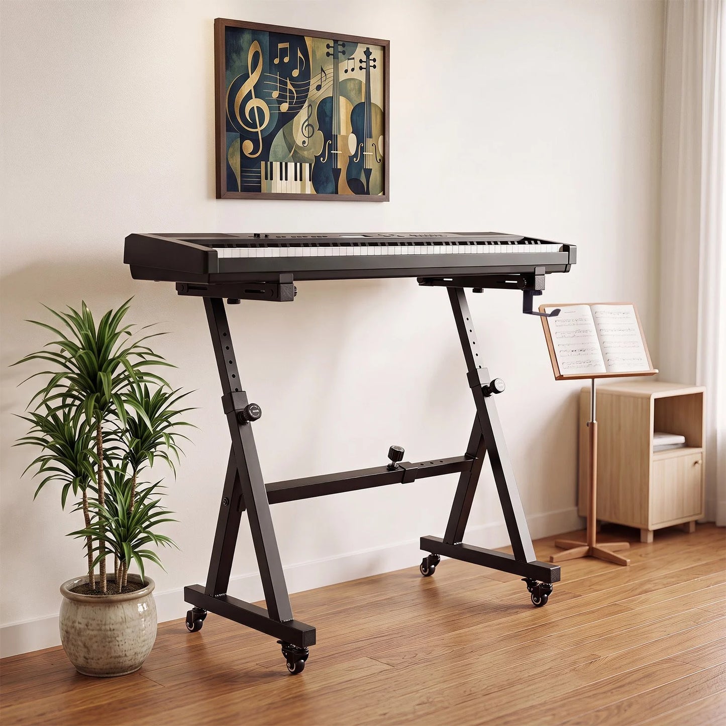 Heavy-Duty Piano Stand with Headphone Hook Fits 49 54 61 88 Keys Electric Pianos