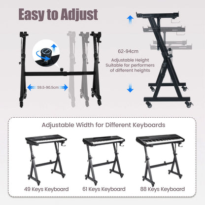 Heavy-Duty Piano Stand with Headphone Hook Fits 49 54 61 88 Keys Electric Pianos