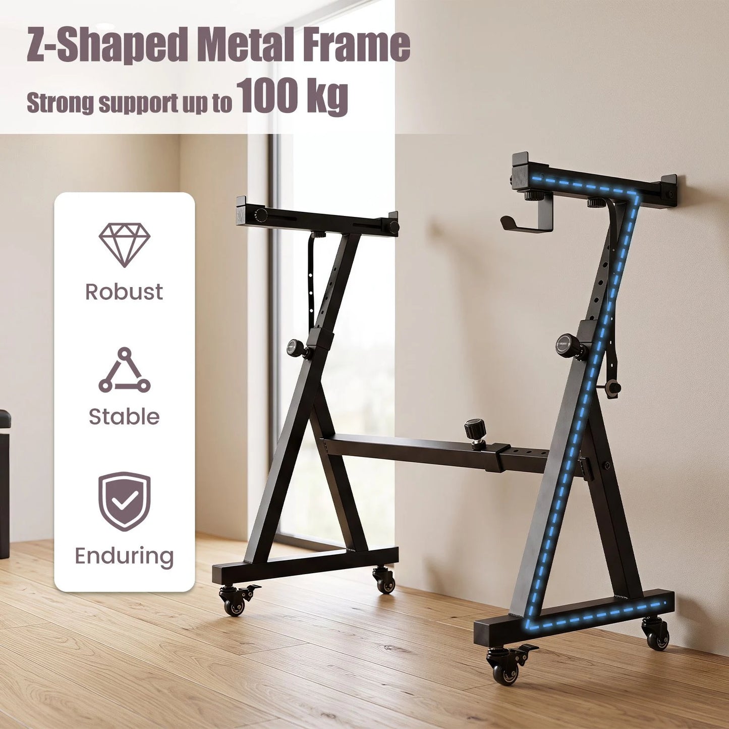Heavy-Duty Piano Stand with Headphone Hook Fits 49 54 61 88 Keys Electric Pianos