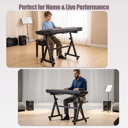 Heavy-Duty Piano Stand with Headphone Hook Fits 49 54 61 88 Keys Electric Pianos