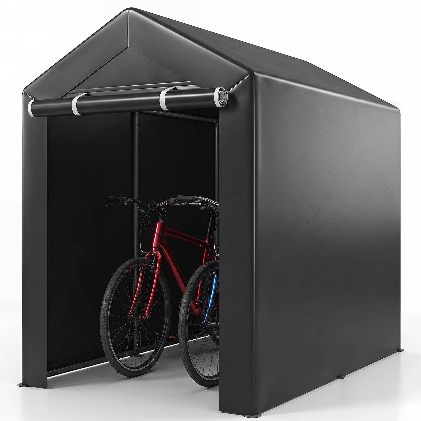 Heavy-Duty Portable Storage Shed with Roll-up Zipper Door and Sun-Protective Canopy