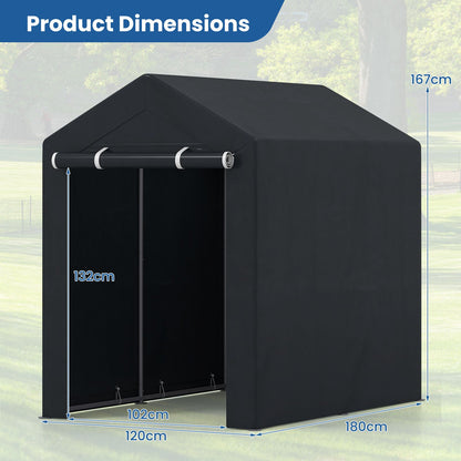 Heavy-Duty Portable Storage Shed with Roll-up Zipper Door and Sun-Protective Canopy