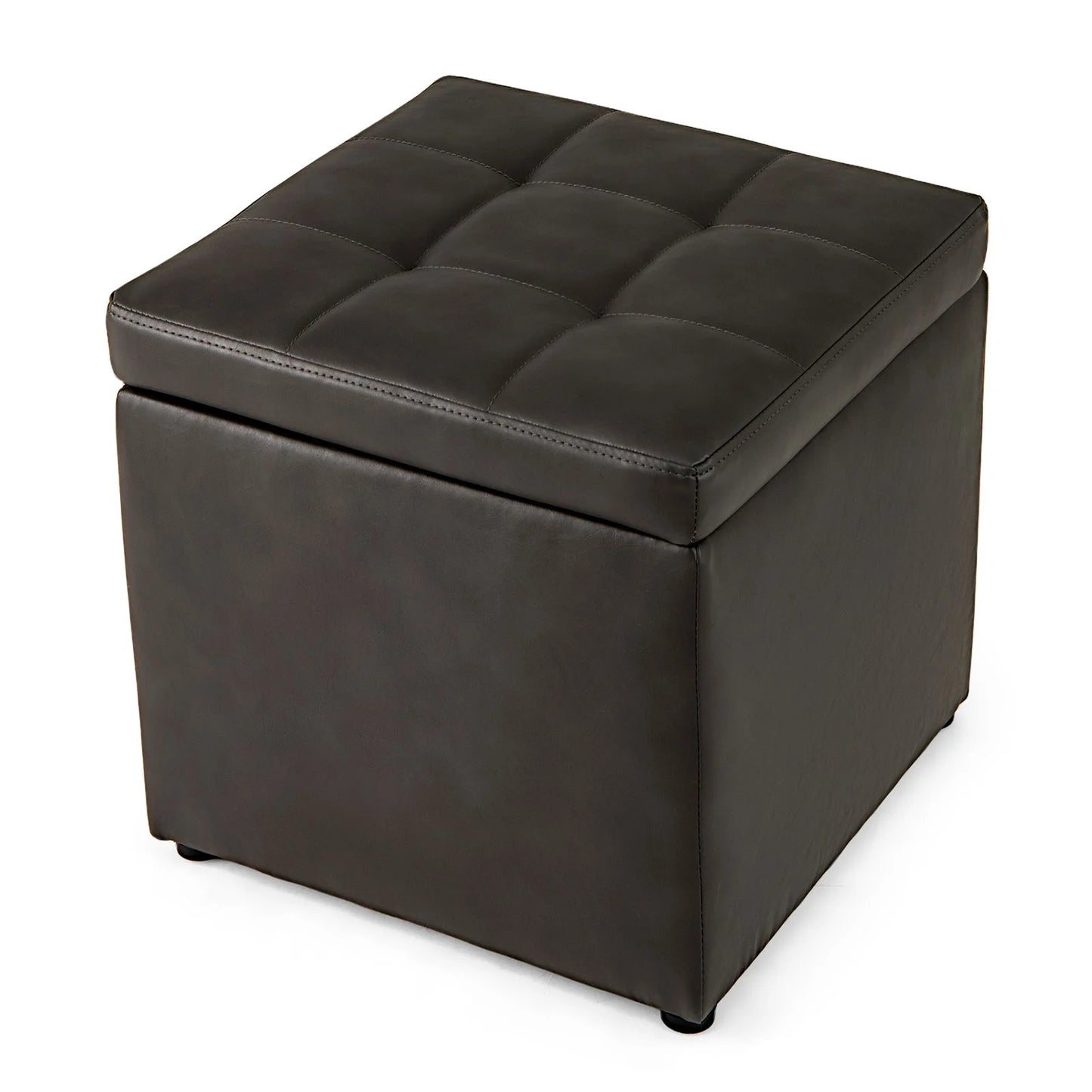 High Quality PU Leather Cube Ottoman Storage Seat