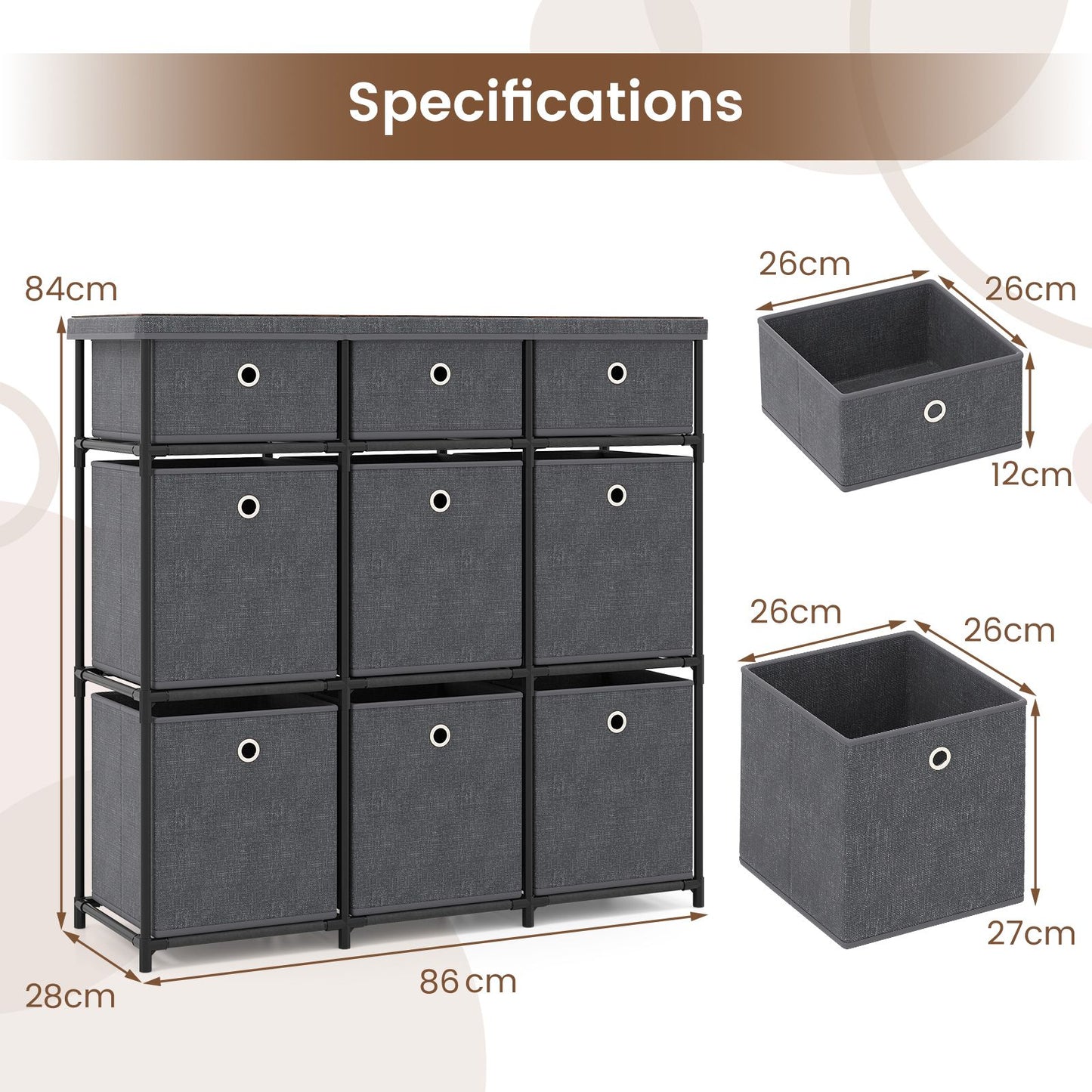 Chest of 6/9 Drawers Home Metal Frame Storage Organizer Unit