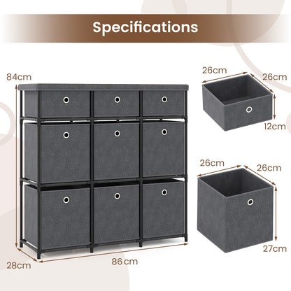Chest of 6/9 Drawers Home Metal Frame Storage Organizer Unit