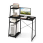 Wooden Computer Desk, 4 Tier Shelves Laptop Table with Foot Pads, Steel Frame Wide Desktop