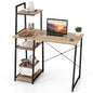Wooden Computer Desk, 4 Tier Shelves Laptop Table with Foot Pads, Steel Frame Wide Desktop