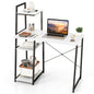 Wooden Computer Desk, 4 Tier Shelves Laptop Table with Foot Pads, Steel Frame Wide Desktop