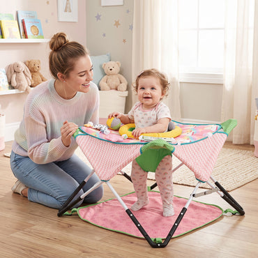 Indoor/Outdoor Infant Activity Center with Interactive Toys and 3 Adjustable Heights for 6+ Months