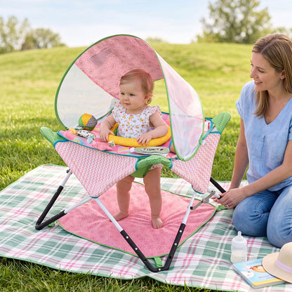Indoor/Outdoor Infant Activity Center with Interactive Toys and 3 Adjustable Heights for 6+ Months